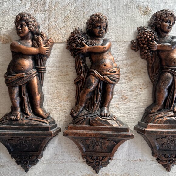 Vintage Dart Industries Cherub Set of Four Plastic with Faux Copper Finish - Picture 4 of 9